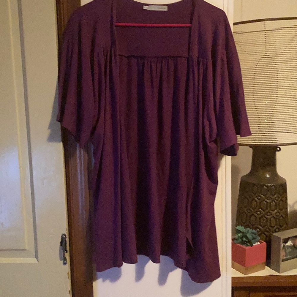 Maurice’s purple short sleeve over shirt